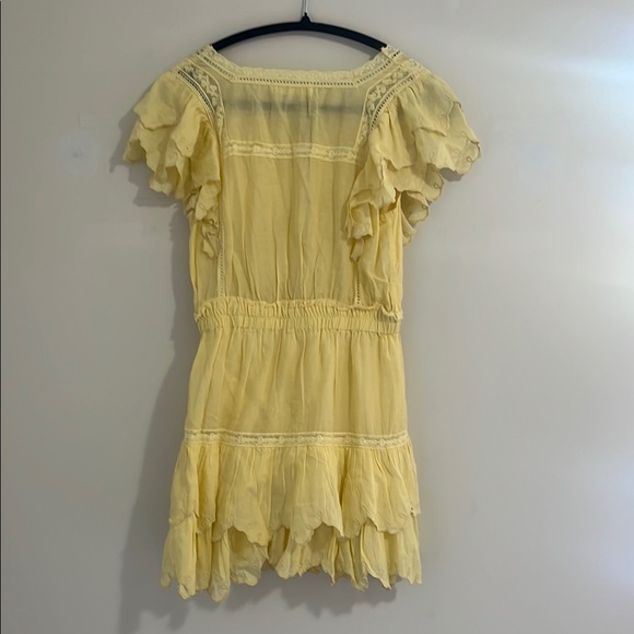 LOVESHACKFANCY Darryl Flutter Sleeve Butter Yellow Ruffled Mini Dress - Picture 15 of 16
